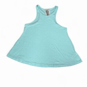 Free People Aqua Light Blue Oversized Racerback Tank Top Oversized Women Size XS